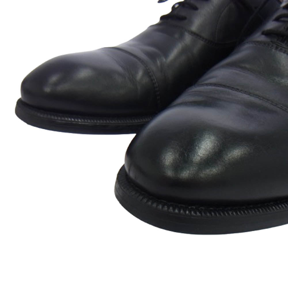 23334 ストレートチップ レースアップ カーフレザー 内羽根 ボロネーゼ ラバーソール レザー シューズ ブラック系 US9【中古】