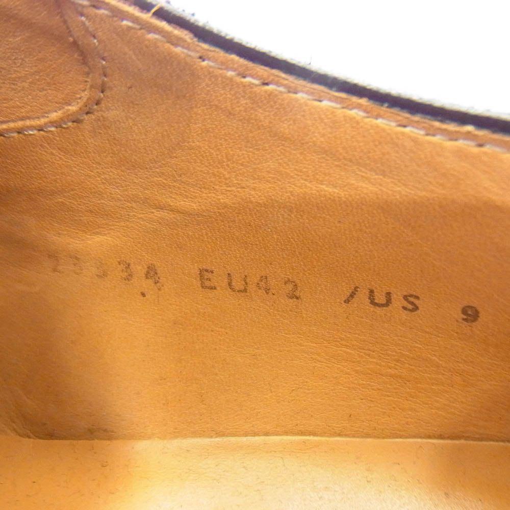 23334 ストレートチップ レースアップ カーフレザー 内羽根 ボロネーゼ ラバーソール レザー シューズ ブラック系 US9【中古】