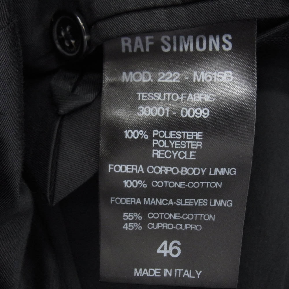 RAF SIMONS ラフシモンズ 22AW 222-M615B-30001-0099 Classic doublebrested coat with uniform pockets ダブルブレスト ロング コート ブラック系 46【美品】【中古】