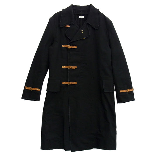 Paul Smith ポール・スミス PM-KS-63571 カットオフ キャンバス 裏地ウール レザーベルト トレンチコート ブラック系 M【中古】