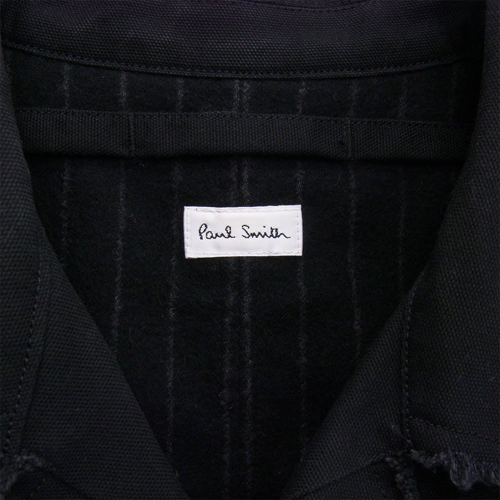 Paul Smith ポール・スミス PM-KS-63571 カットオフ キャンバス 裏地ウール レザーベルト トレンチコート ブラック系 M【中古】