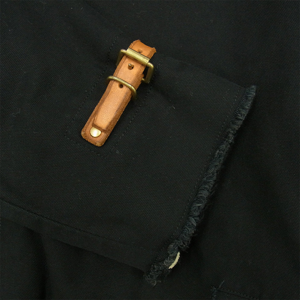 Paul Smith ポール・スミス PM-KS-63571 カットオフ キャンバス 裏地ウール レザーベルト トレンチコート ブラック系 M【中古】