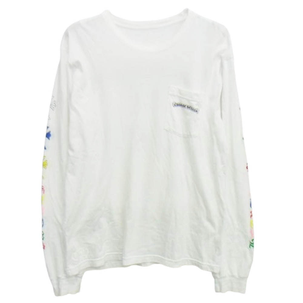 CHROME HEARTS クロムハーツ（原本無） MLTCOL CEM CRS L/S Tee マルチカラー セメタリークロス プリント 長袖カットソー ホワイト系 L【中古】