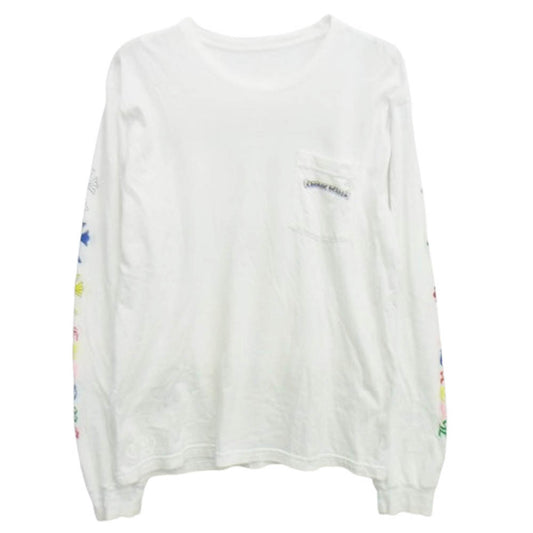 CHROME HEARTS クロムハーツ（原本無） MLTCOL CEM CRS L/S Tee マルチカラー セメタリークロス プリント 長袖カットソー ホワイト系 L【中古】
