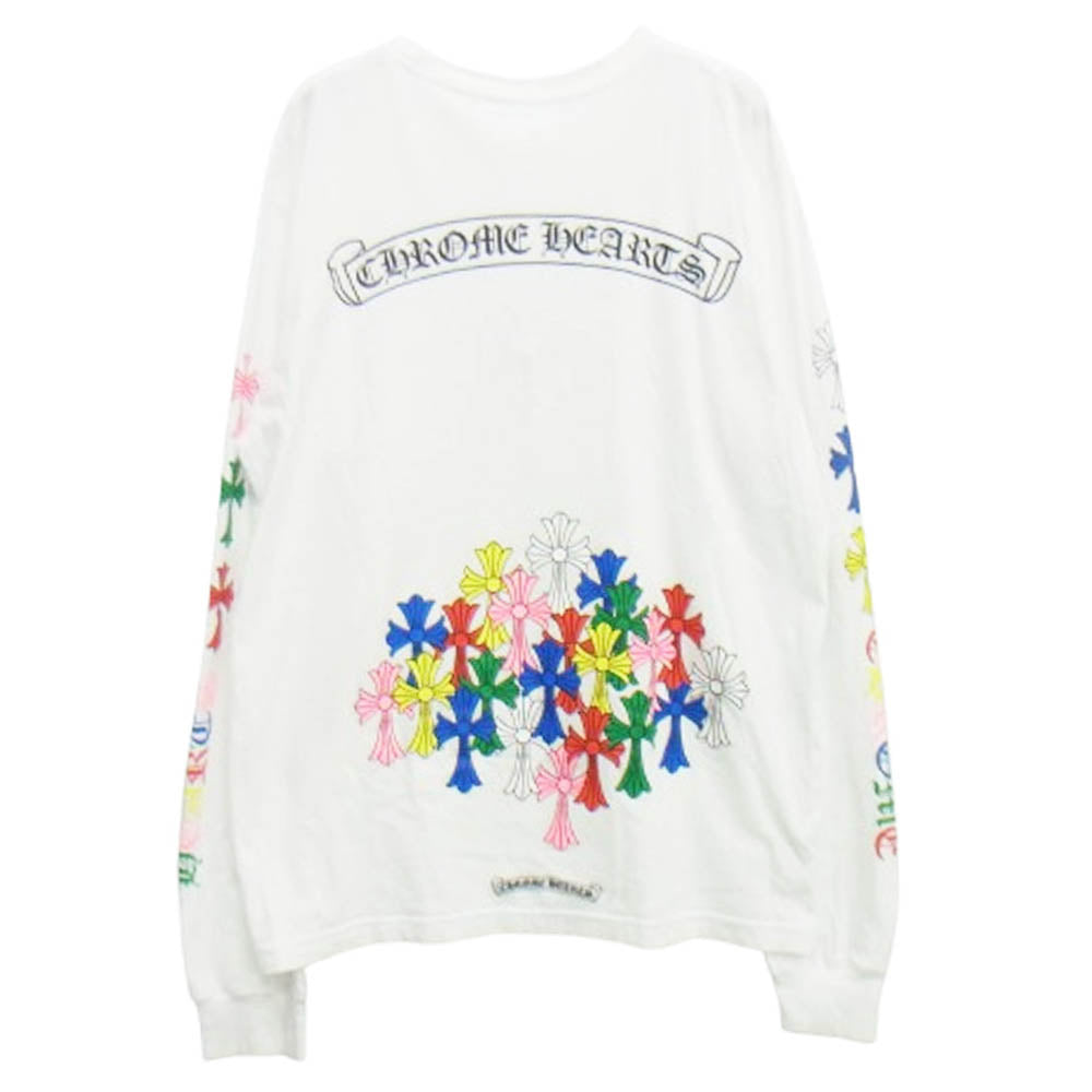 CHROME HEARTS クロムハーツ（原本無） MLTCOL CEM CRS L/S Tee マルチカラー セメタリークロス プリント 長袖カットソー ホワイト系 L【中古】