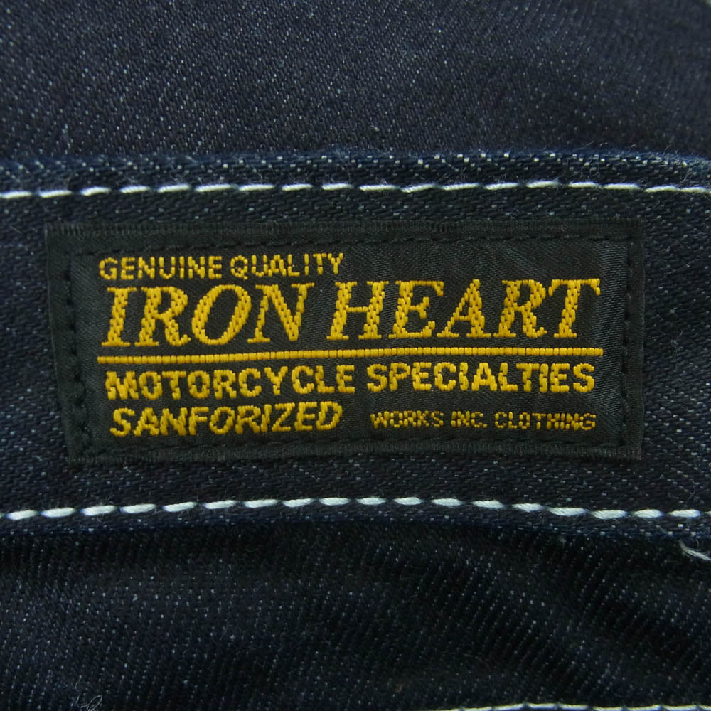IRON HEART アイアンハート ホワイト ステッチ インディゴ ワークパンツ インディゴブルー系 W33【中古】