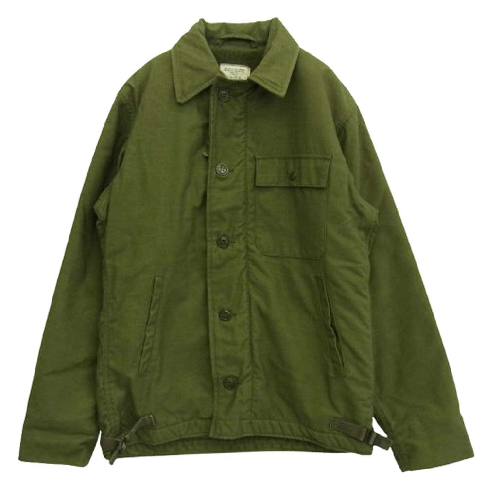 ヴィンテージ 8415-00-753-5611 80s 85年製 U.S.NAVY USN 海軍 A-2 デッキ ジャケット グリーン系 S【中古】