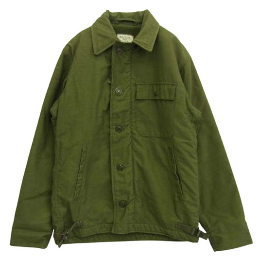 ヴィンテージ 8415-00-753-5611 80s 85年製 U.S.NAVY USN 海軍 A-2 デッキ ジャケット グリーン系 S【中古】