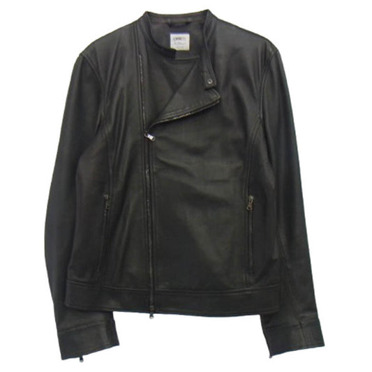 EMMETI エンメティ ラムレザー セミダブル ライダース ジャケット ブラック系 48【中古】
