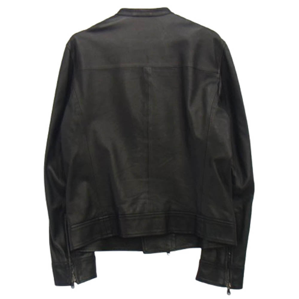 EMMETI エンメティ ラムレザー セミダブル ライダース ジャケット ブラック系 48【中古】