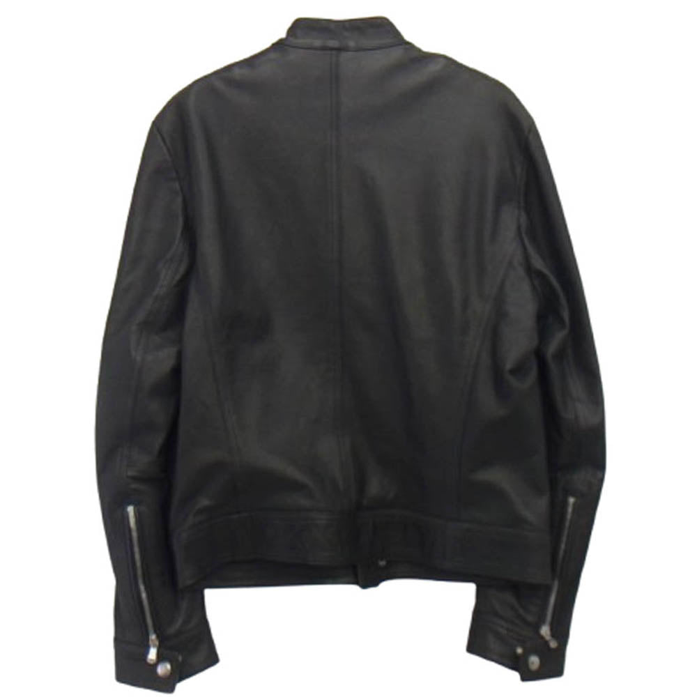 EMMETI エンメティ ラムレザー シングル ライダース ジャケット ブラック系 48【中古】