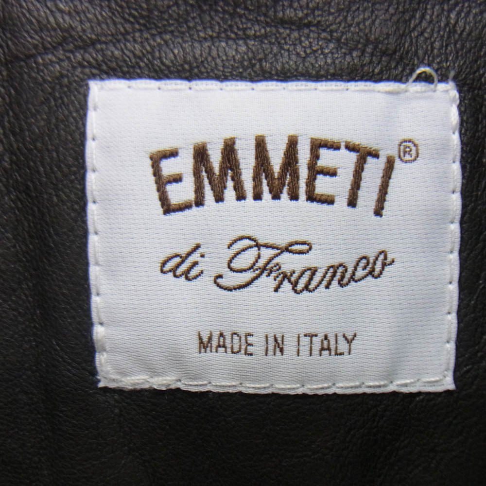 EMMETI エンメティ ラムレザー シングル ライダース ジャケット ブラック系 48【中古】