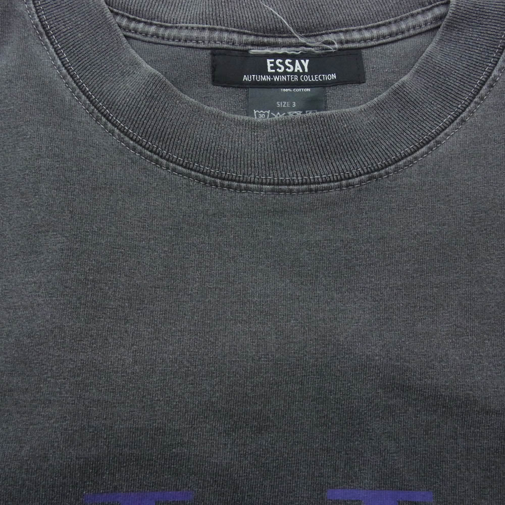 ESSAY エッセイ ES21MTS-01 PIGMENT DROPSHOULDER T-SHIRT (MTS-1) LILA ドロップショルダー Tシャツ グレー系 3【中古】
