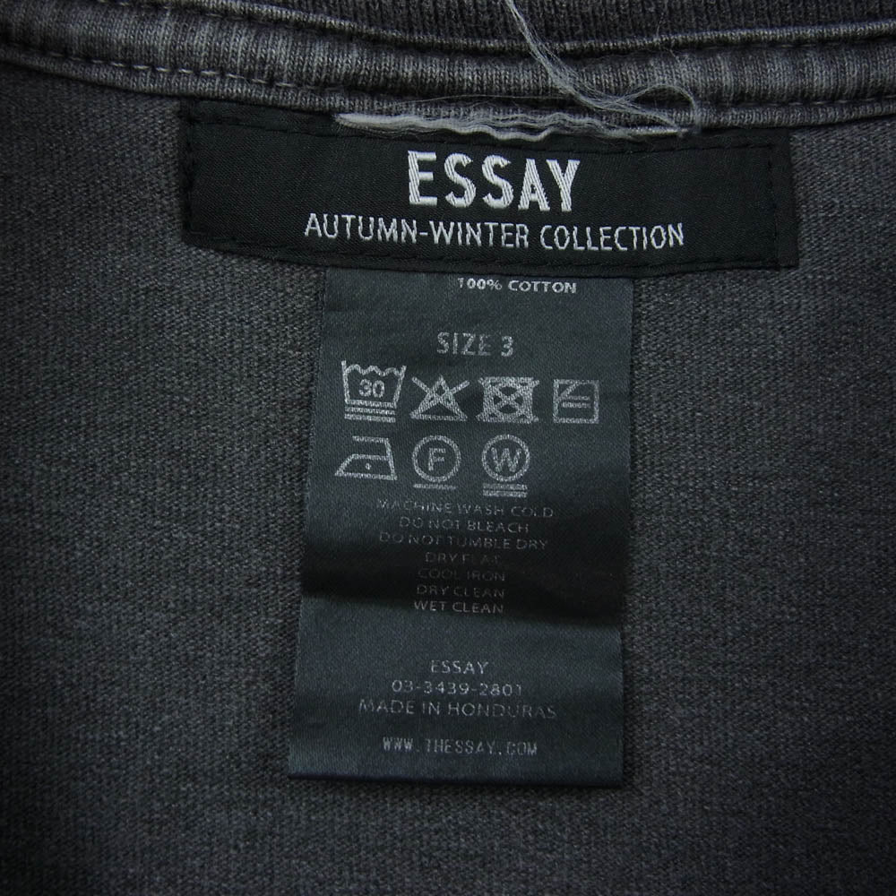 ESSAY エッセイ ES21MTS-01 PIGMENT DROPSHOULDER T-SHIRT (MTS-1) LILA ドロップショルダー Tシャツ グレー系 3【中古】