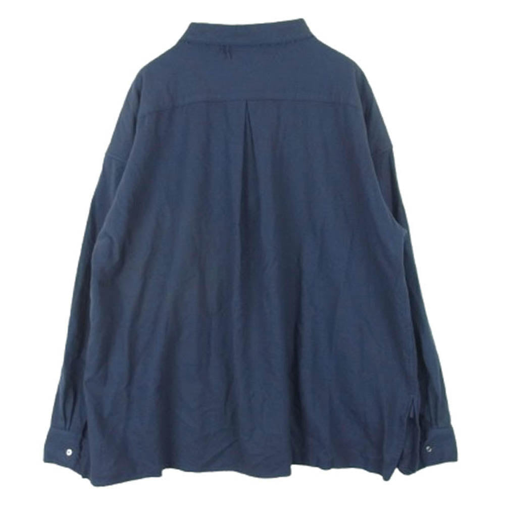 ANCELLM アンセルム ANC-SH22 WOOL FLANNEL SHIRT/NAVY ウール フランネル 長袖 シャツ ネイビー系 2【中古】