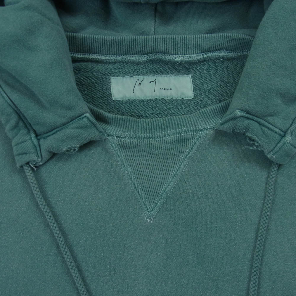 ANCELLM アンセルム 22AW ACW3 DAMAGE SWEAT HOODIE EX フーディー スウェット プルオーバー パーカー ライトグリーン系 2【中古】