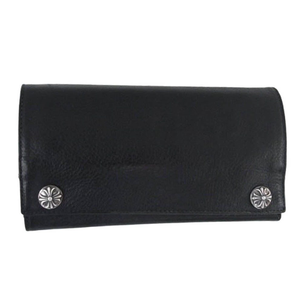 CHROME HEARTS クロムハーツ（原本無） LONG WALLET グリーシー クロスボールボタン ロングウォレット 長財布 ブラック系【中古】