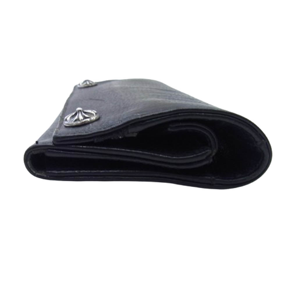 CHROME HEARTS クロムハーツ（原本無） LONG WALLET グリーシー クロスボールボタン ロングウォレット 長財布 ブラック系【中古】