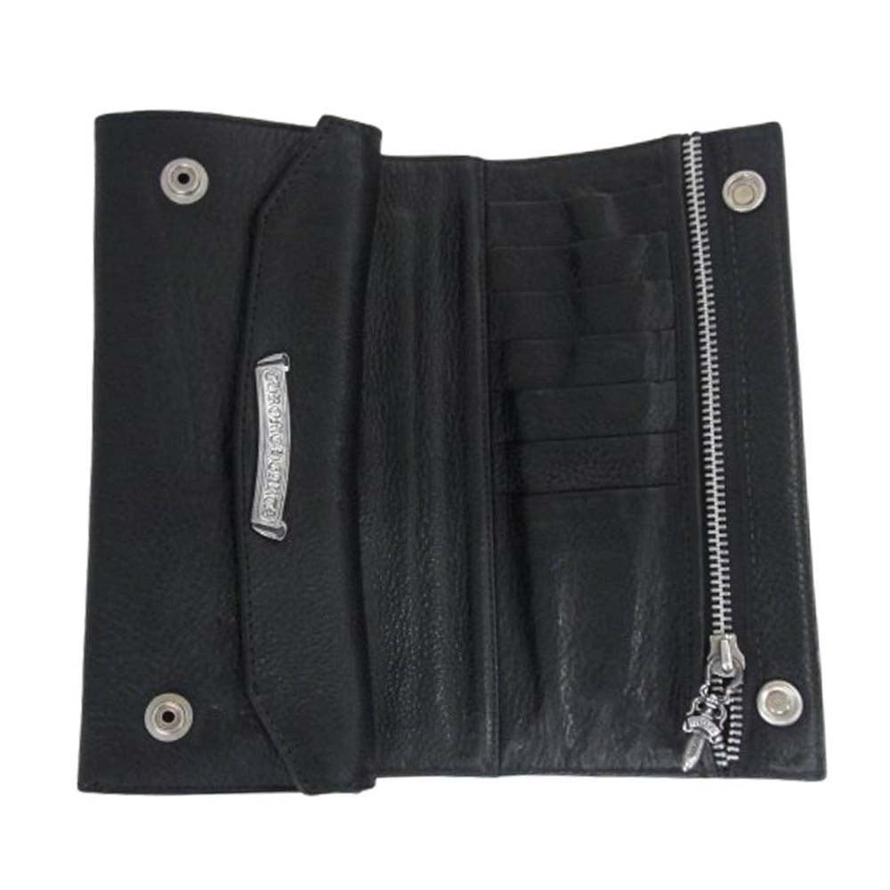 CHROME HEARTS クロムハーツ（原本無） LONG WALLET グリーシー クロスボールボタン ロングウォレット 長財布 ブラック系【中古】