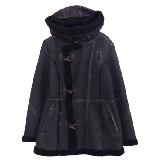 AVIREX アヴィレックス 6261021 ムートン ダッフル コート ジャケット ブラック系 S【中古】