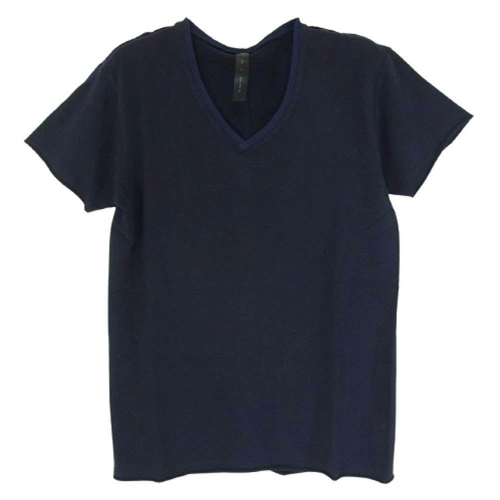 wjk ダブルジェイケイ 7838 カットオフ Vネック 半袖 カットソー Tシャツ ネイビー ネイビー系 S【新古品】【未使用】【中古】