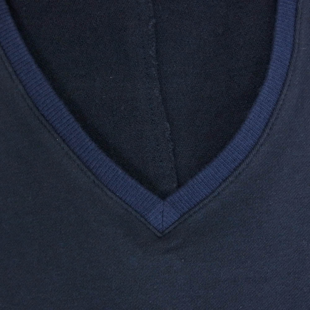 wjk ダブルジェイケイ 7838 カットオフ Vネック 半袖 カットソー Tシャツ ネイビー ネイビー系 S【新古品】【未使用】【中古】