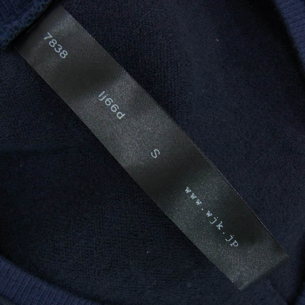 wjk ダブルジェイケイ 7838 カットオフ Vネック 半袖 カットソー Tシャツ ネイビー ネイビー系 S【新古品】【未使用】【中古】