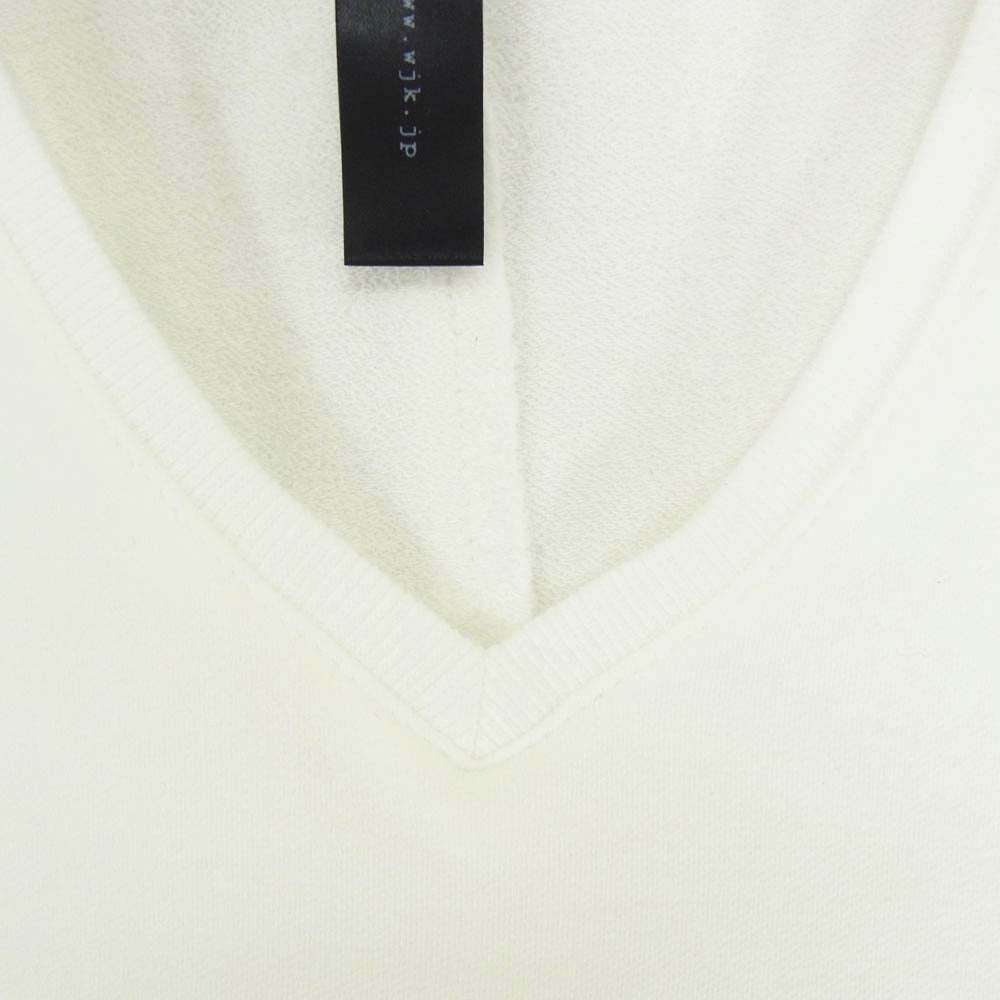 wjk ダブルジェイケイ 7838 カットオフ Vネック 半袖 カットソー Tシャツ ホワイト オフホワイト系 S【新古品】【未使用】【中古】