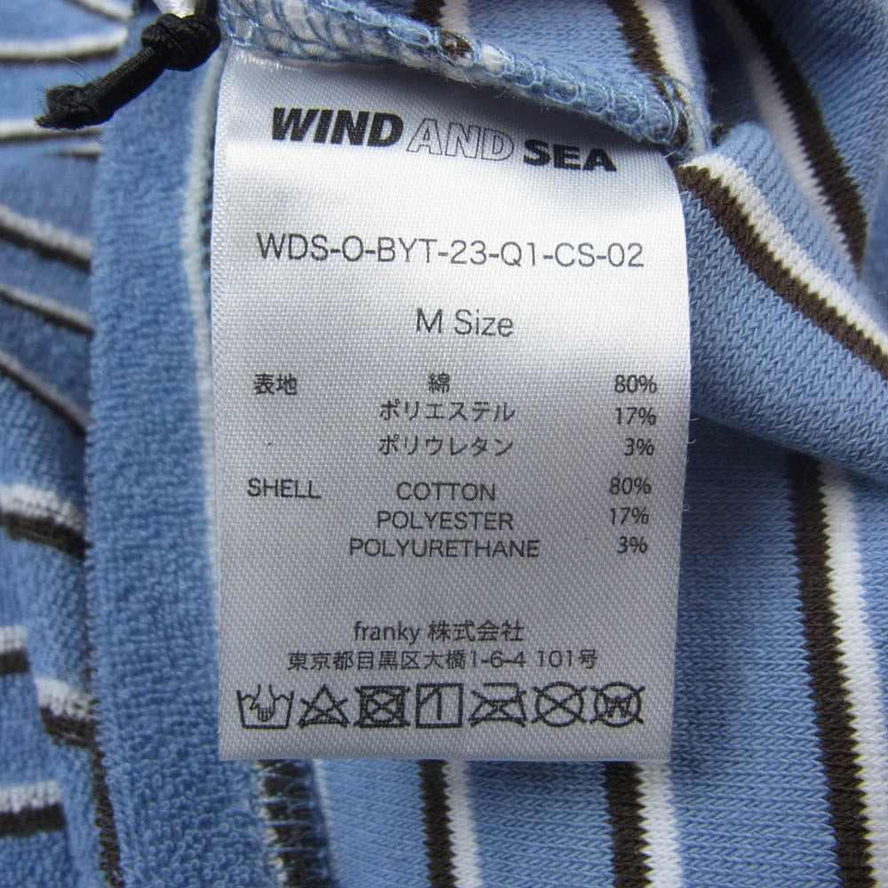 WIND AND SEA ウィンダンシー WDS-O-BYT-23-Q1-CS-02 Heavy Pile Multi Border S/S Cut-sewn パイル マルチボーダー 半袖 Tシャツ カットソー ライトブルー系 M【新古品】【未使用】【中古】