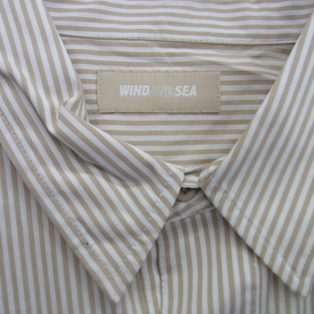 WIND AND SEA ウィンダンシー WDS-SH-16 BYT S/S Shirt ストライプ 半袖 シャツ ベージュ系 ホワイト系 M【新古品】【未使用】【中古】