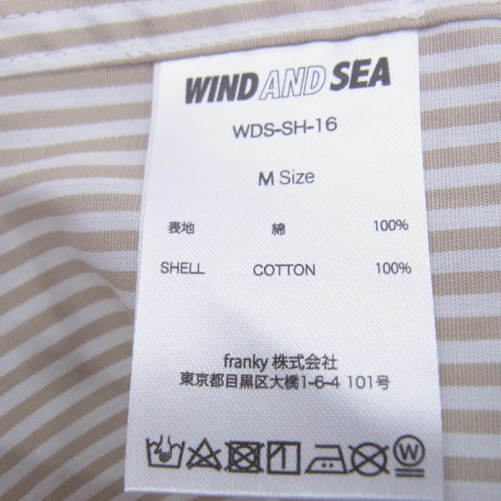 WIND AND SEA ウィンダンシー WDS-SH-16 BYT S/S Shirt ストライプ 半袖 シャツ ベージュ系 ホワイト系 M【新古品】【未使用】【中古】