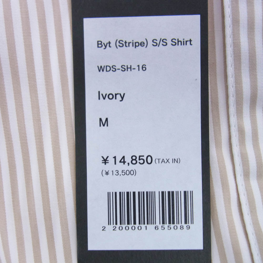WIND AND SEA ウィンダンシー WDS-SH-16 BYT S/S Shirt ストライプ 半袖 シャツ ベージュ系 ホワイト系 M【新古品】【未使用】【中古】