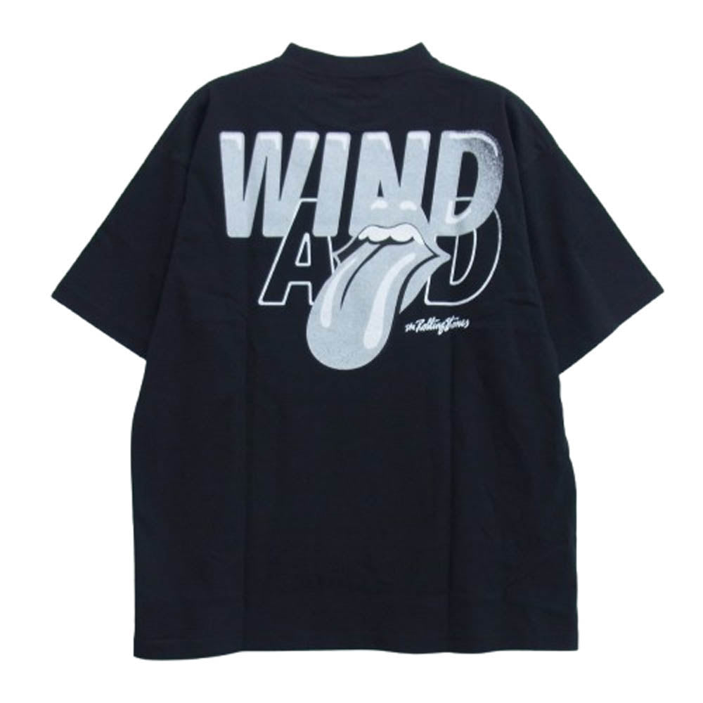 WIND AND SEA ウィンダンシー WDS-C-TRS-25-Q4-02 × The Rolling Stones WDS S/S Tee ローリングストーンズ 半袖 Tシャツ カットソー ブラック系 M【新古品】【未使用】【中古】
