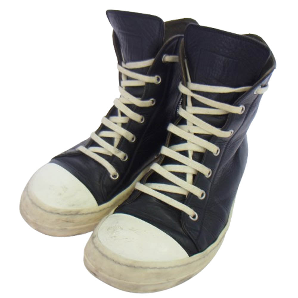 Rick Owens リックオウエンス RAMONES ラモーンズ レザー ハイカット スニーカー ブラック系 40【中古】
