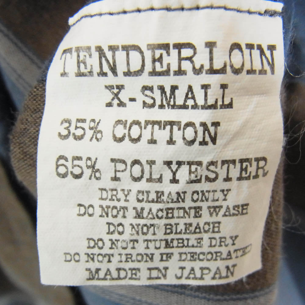 TENDERLOIN テンダーロイン T-POLY CHECK SHT チェーンロゴ刺繍 チェック 半袖 オープンカラーシャツ グレー系 ブルー系 XS【中古】