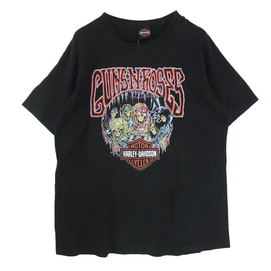 HARLEY DAVIDSON ハーレーダビッドソン 10s GUNS N' ROSES ガンズ・アンド・ローゼズ 半袖 ハンドTシャツ ブラック系 XL【中古】
