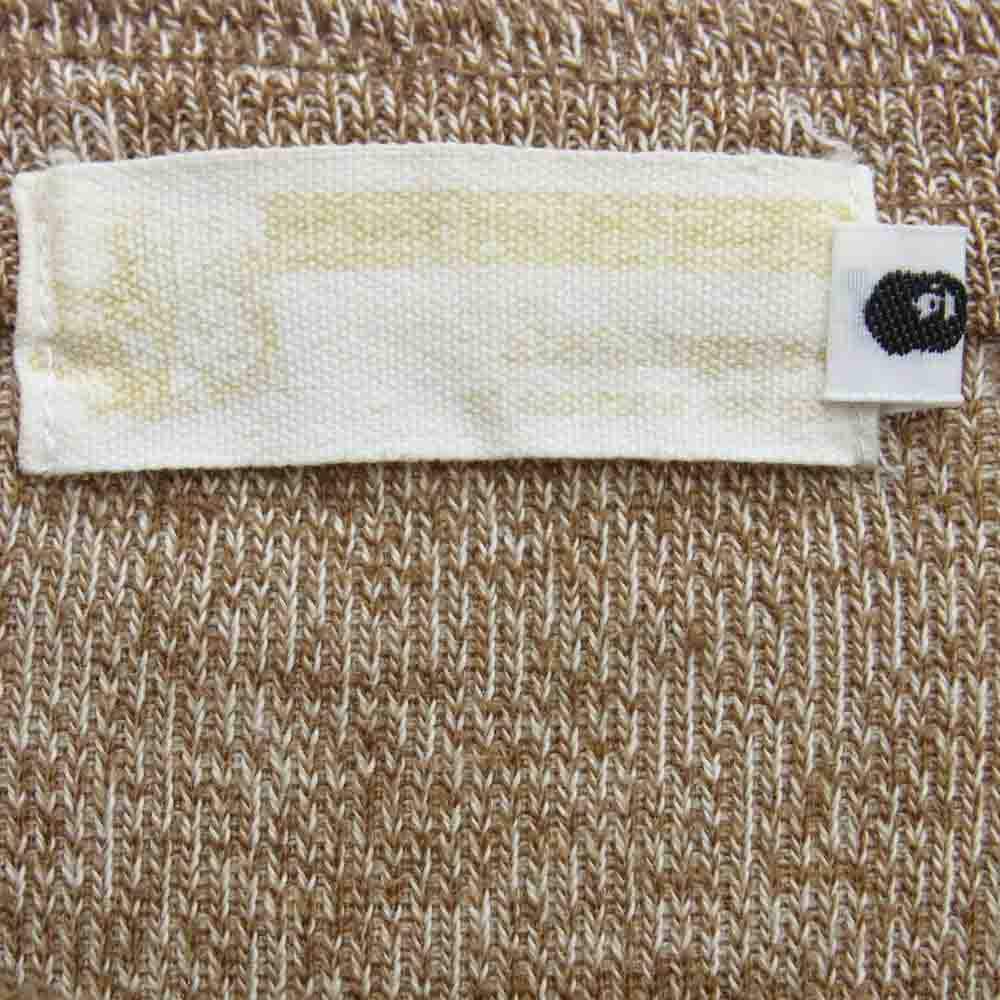 A BATHING APE アベイシングエイプ ワンポイント 猿ワッペン ヘンリーネック スウェット ベージュ系 ブラウン系 M【中古】