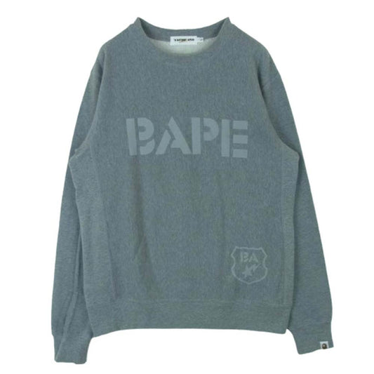 A BATHING APE アベイシングエイプ BAPE reflective logo クルーネック スウェット グレー グレー系 L【中古】