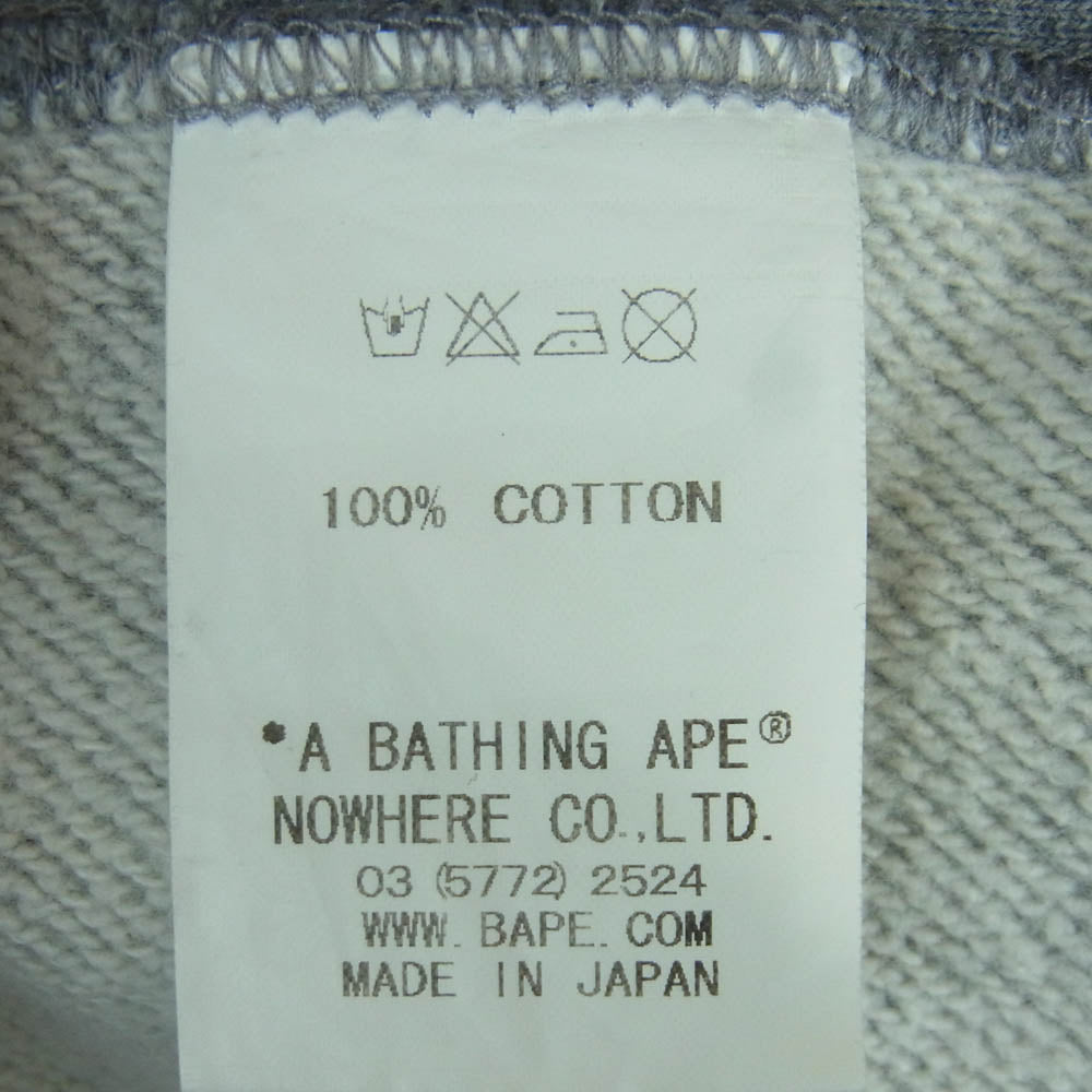 A BATHING APE アベイシングエイプ BAPE reflective logo クルーネック スウェット グレー グレー系 L【中古】