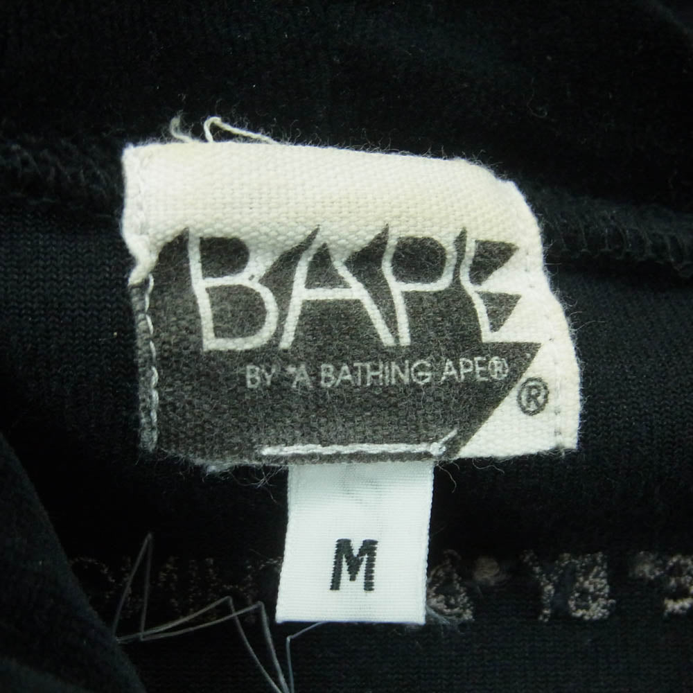 A BATHING APE アベイシングエイプ BAPE LOGO 刺繍 フルジップ ベロア パーカー ブラック系 M【中古】