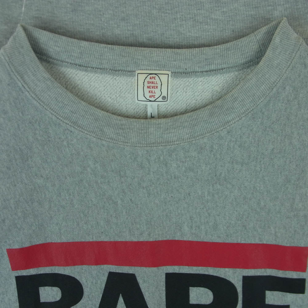 A BATHING APE アベイシングエイプ BAPE CUTS ロゴ プリント クルーネック スウェット グレー系 L【中古】