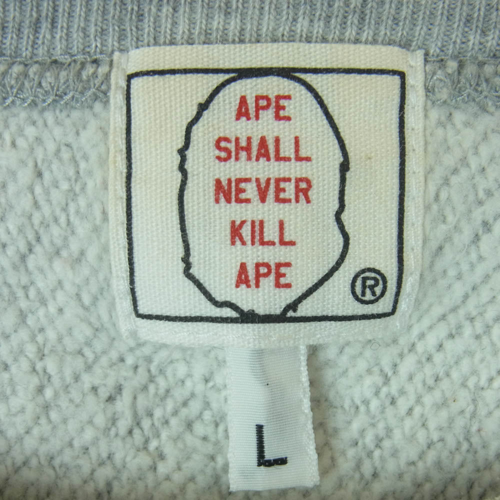 A BATHING APE アベイシングエイプ BAPE CUTS ロゴ プリント クルーネック スウェット グレー系 L【中古】