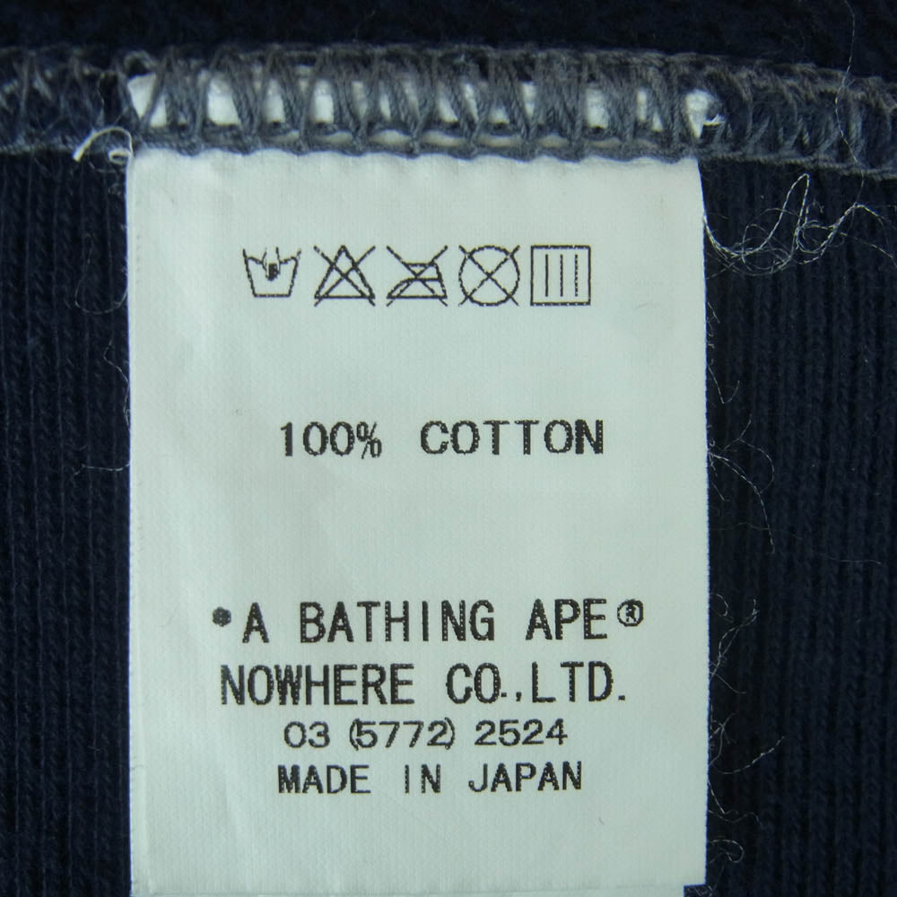 A BATHING APE アベイシングエイプ BAPE LOGO 前Vガゼット付 クルーネック スウェット ネイビー ダークネイビー系 M【中古】