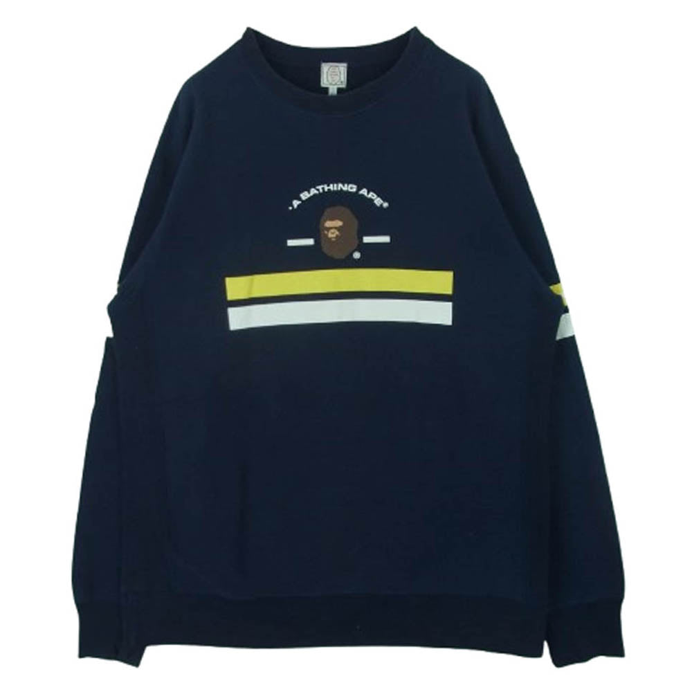 A BATHING APE アベイシングエイプ ラインロゴ クルーネック プリント