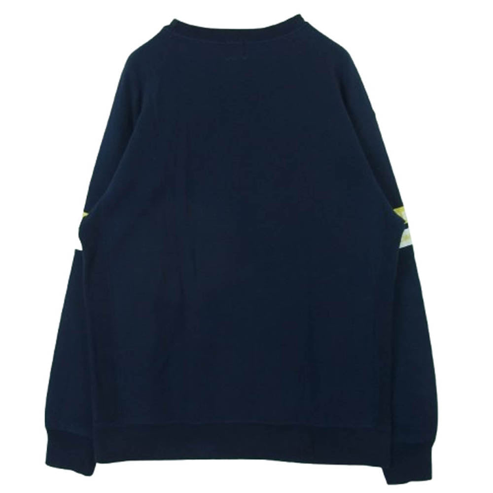 A BATHING APE アベイシングエイプ ラインロゴ クルーネック プリント スウェット ネイビー系 L【中古】