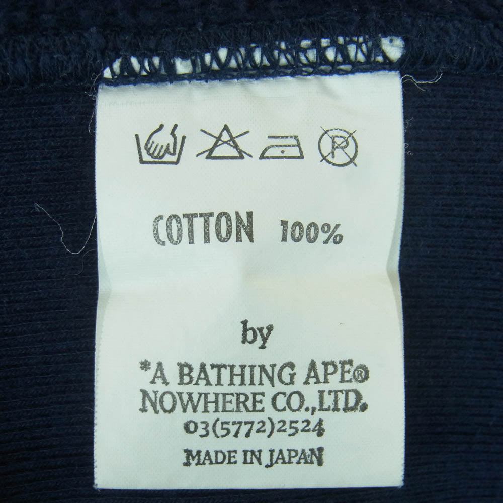 A BATHING APE アベイシングエイプ ラインロゴ クルーネック プリント スウェット ネイビー系 L【中古】