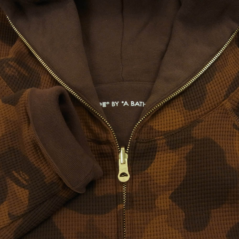 A BATHING APE アベイシングエイプ BAPE LOGO フルジップ リバーシブル サーマル ブラウンカモ スウェット パーカー ブラウン系 L【中古】