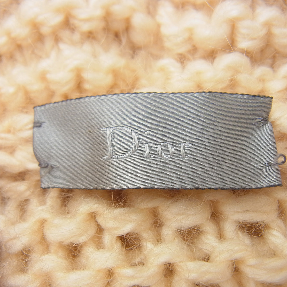 DIOR HOMME ディオールオム 05AW エディ期 モヘア混 ウール フード フリンジ カーディガン ポンチョ ベージュ系 S【中古】