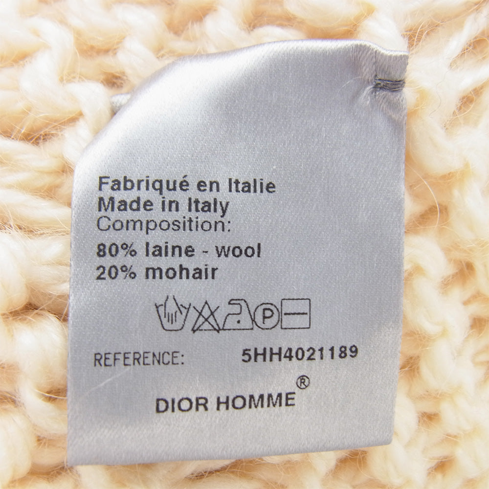 DIOR HOMME ディオールオム 05AW エディ期 モヘア混 ウール フード フリンジ カーディガン ポンチョ ベージュ系 S【中古】