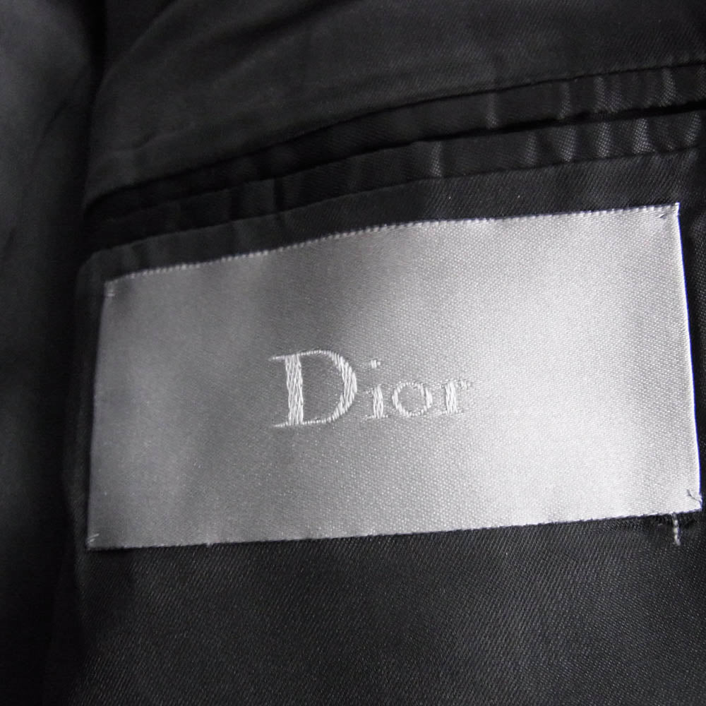 DIOR HOMME ディオールオム 04AW 4HH2032825 エディ期 襟サテン チェスター コート ブラック系 52【中古】